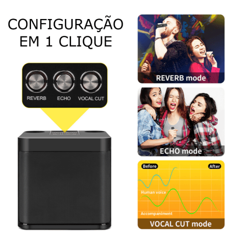 MBOX Karaokê - Com 2 Microfones sem fio