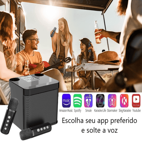 MBOX Karaokê - Com 2 Microfones sem fio