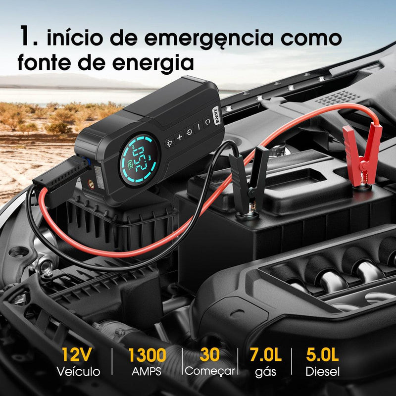 Safe Charger Pro™ - Carregador de Bateria + Compressor de Ar